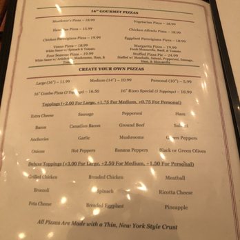 Rizzo’s Spaghetti House menu 2